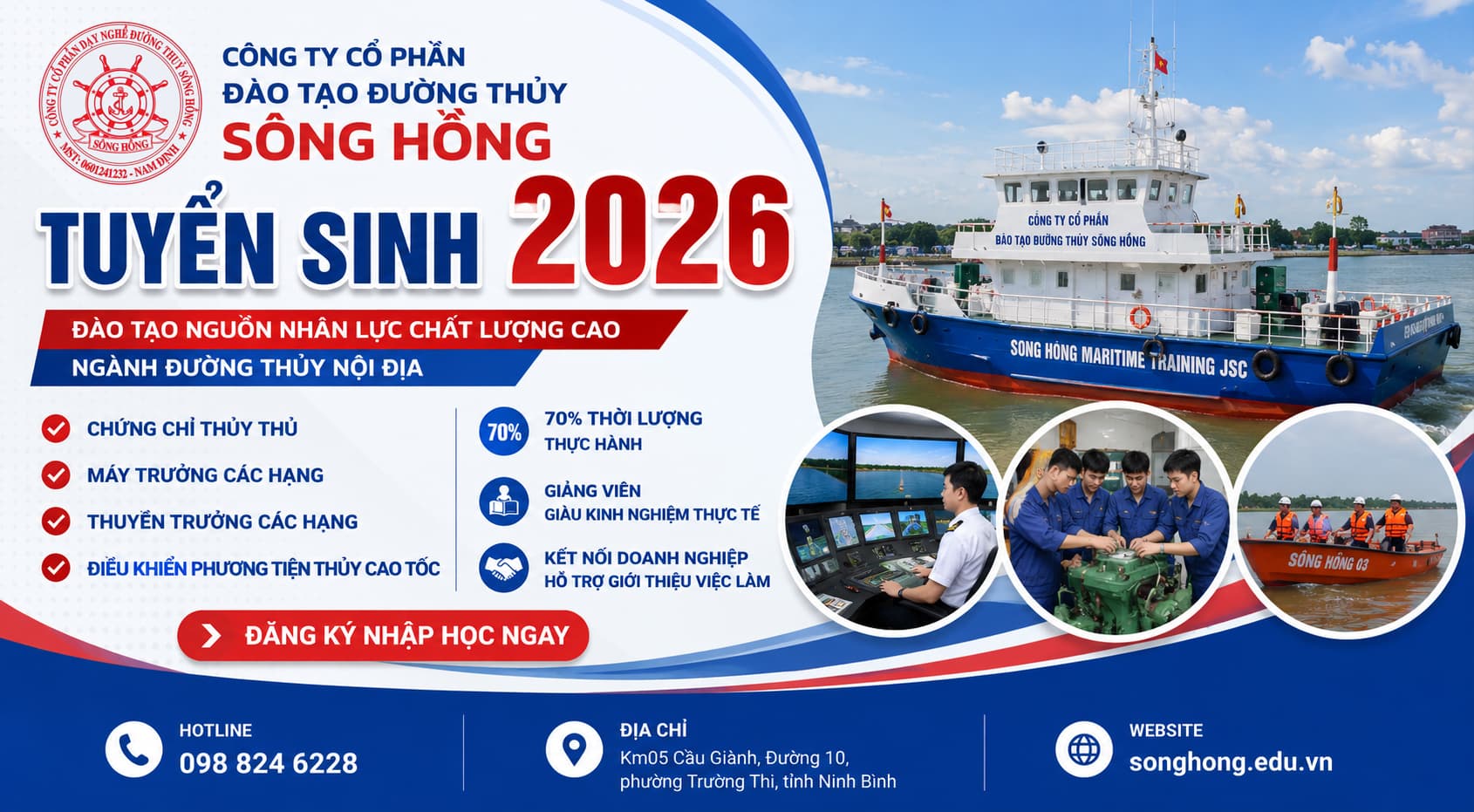 Giới thiệu Công ty Cổ phần Đào tạo Đường thủy Sông Hồng – Đơn vị đào tạo và sát hạch chuyên môn đường thủy nội địa uy tín